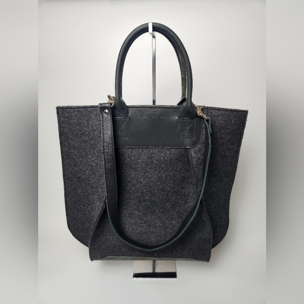 Frankie Dark Gray Merino Wool Tote Crossbody Handbag For Women By Graf‎ Lantz